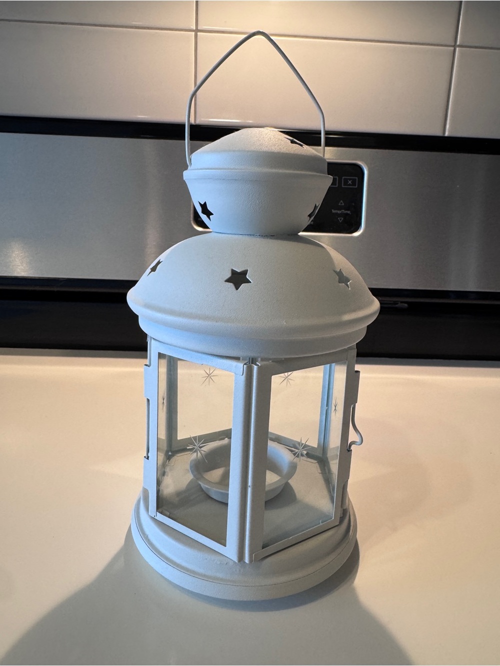 White Star Cutout Metal Candle Lantern - Home Accents
